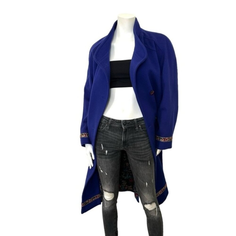 London Fog Vintage Wool Jewel Toned Purple Oversized Long Coat Jacket